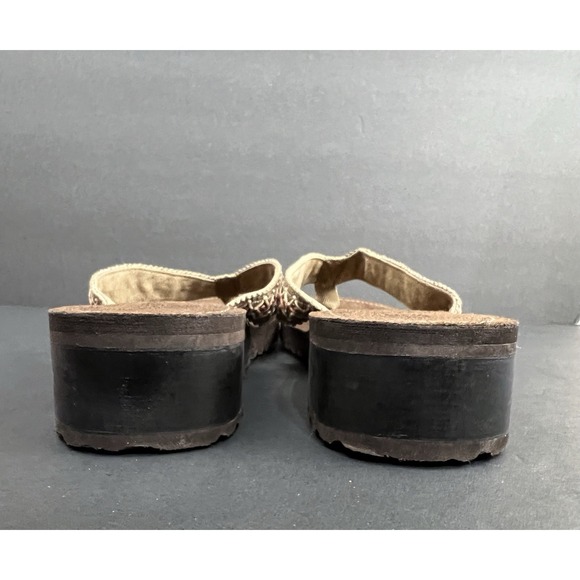 Women Comfort Woven Thong Sandals Slide On Sz 9 Platform Boho Earthy Natural - Picture 3 of 8